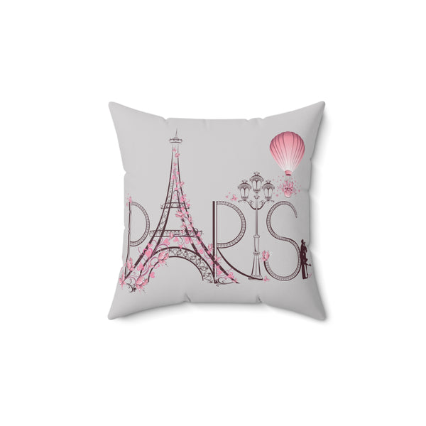 Lovers in Paris Faux Suede Throw Pillow