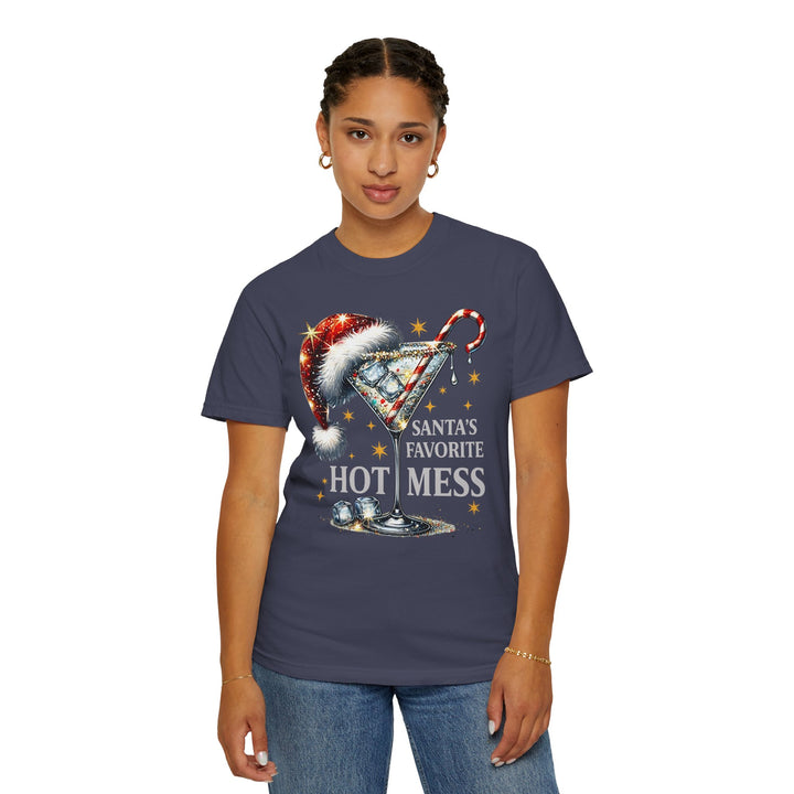 Holiday T-Shirt — "Santa’s Favorite Hot Mess" Christmas Cocktail Tee - Beguiling Phenix Boutique