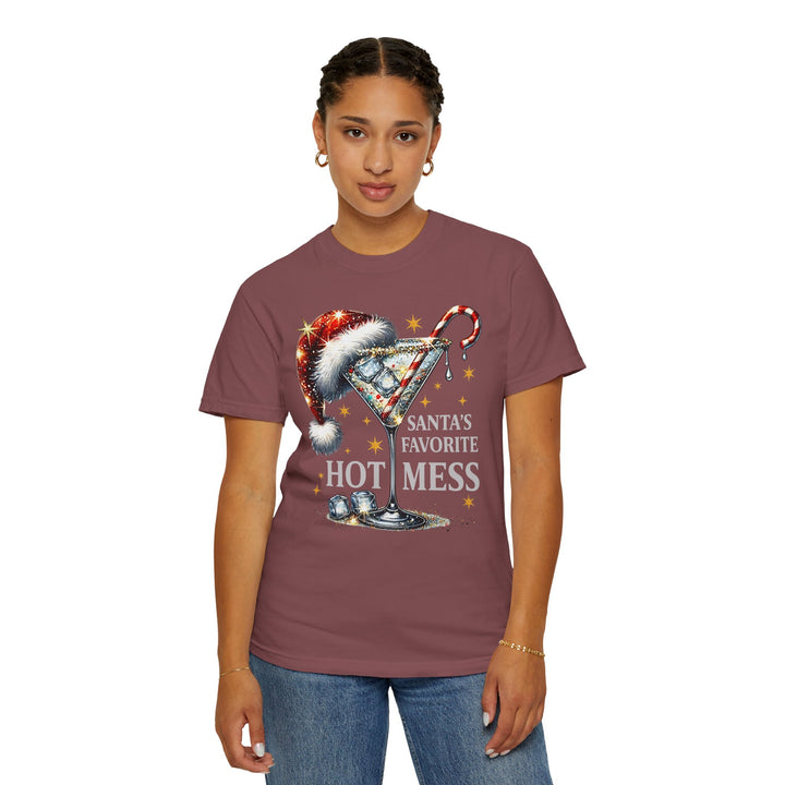 Holiday T-Shirt — "Santa’s Favorite Hot Mess" Christmas Cocktail Tee - Beguiling Phenix Boutique