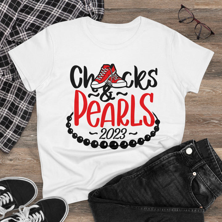 Chucks & Pearls Cotton Tee - Beguiling Phenix Boutique