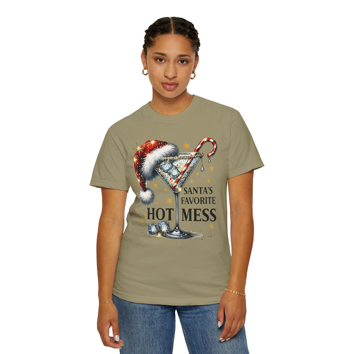 Holiday T-Shirt — "Santa’s Favorite Hot Mess" Christmas Cocktail Tee - Beguiling Phenix Boutique