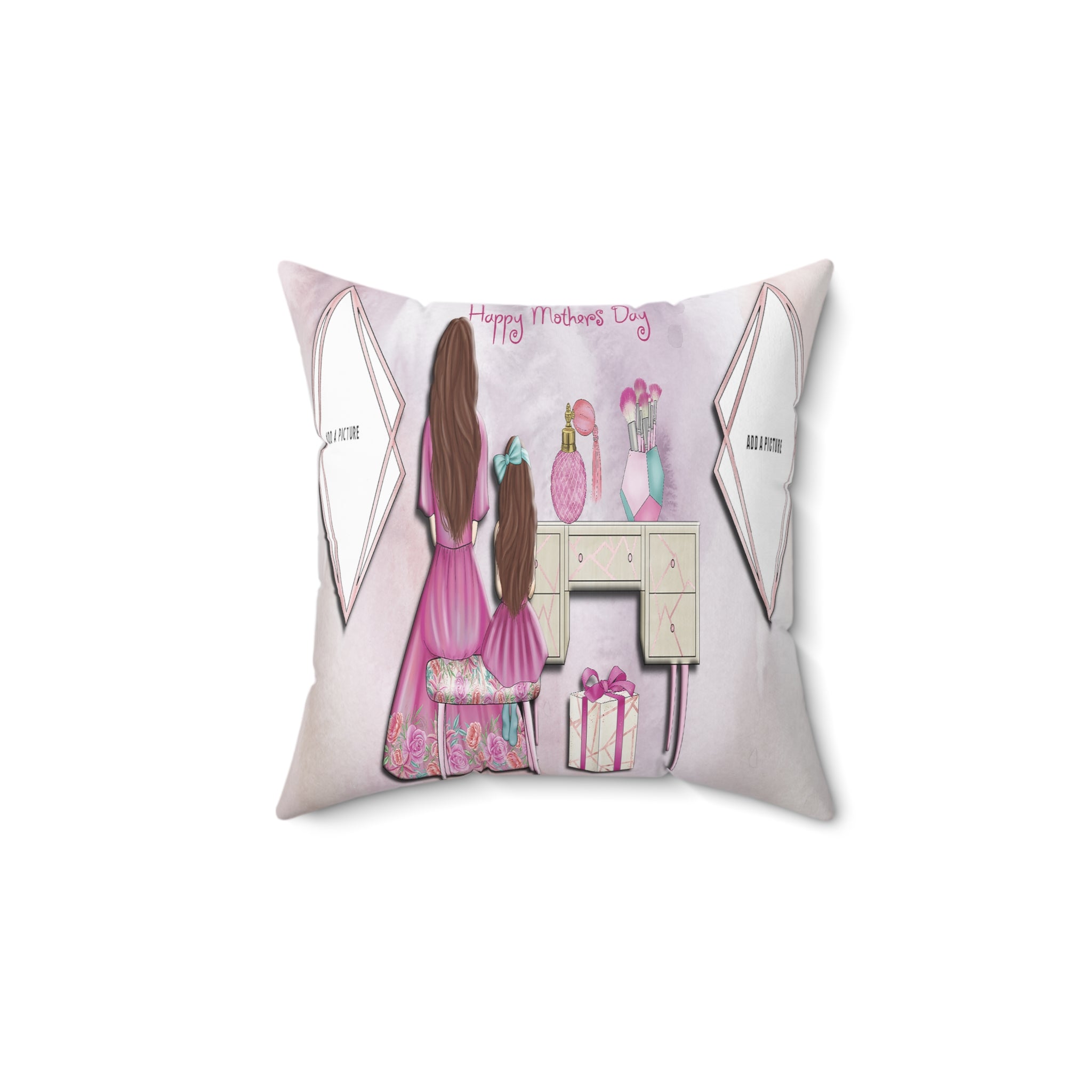 Happy Mothers Day Faux Suede Square Pillow (ADD A PICTURE)