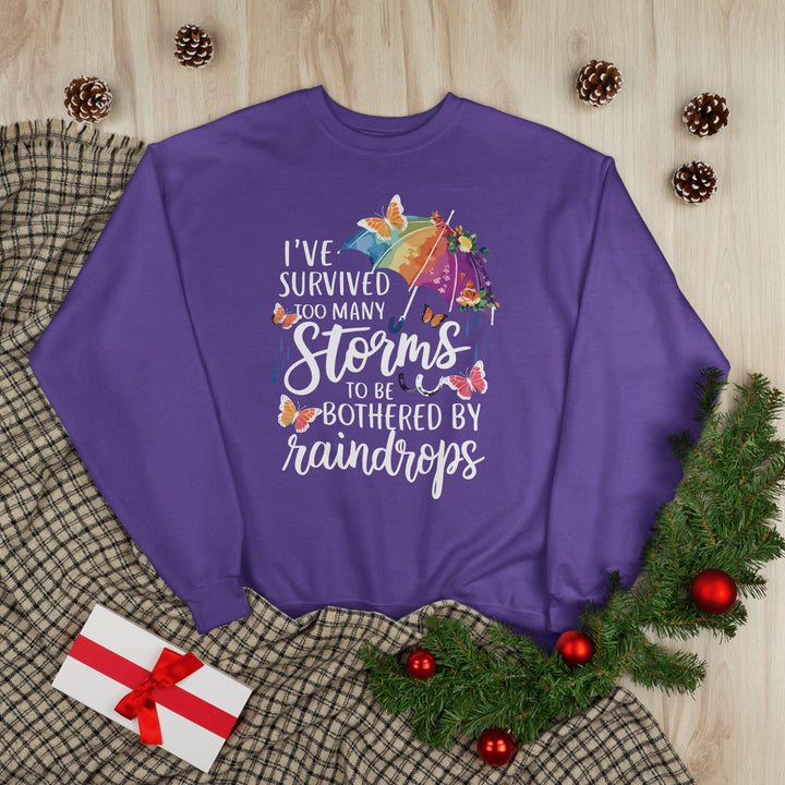 Survived Storms Sweatshirt - Inspirational EcoSmart Crewneck - Beguiling Phenix Boutique