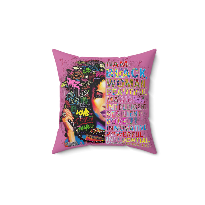 Black Woman Faux Suede Square Pillow - Beguiling Phenix Boutique