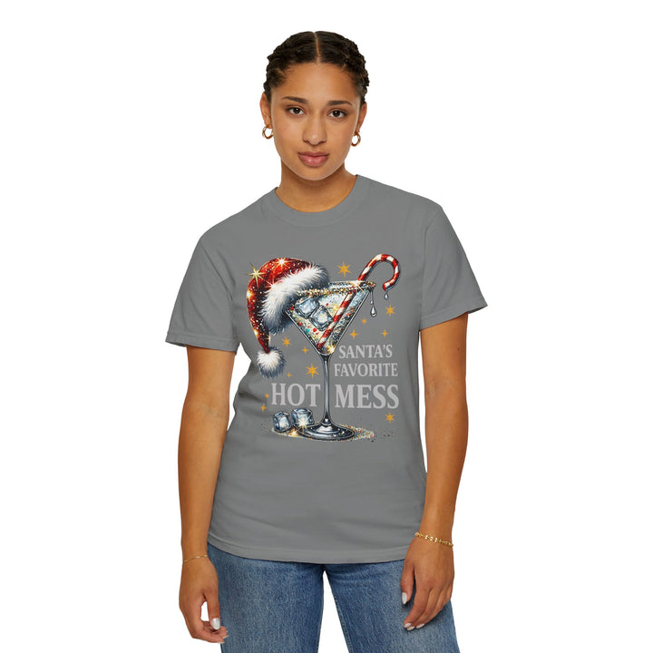Holiday T-Shirt — "Santa’s Favorite Hot Mess" Christmas Cocktail Tee - Beguiling Phenix Boutique