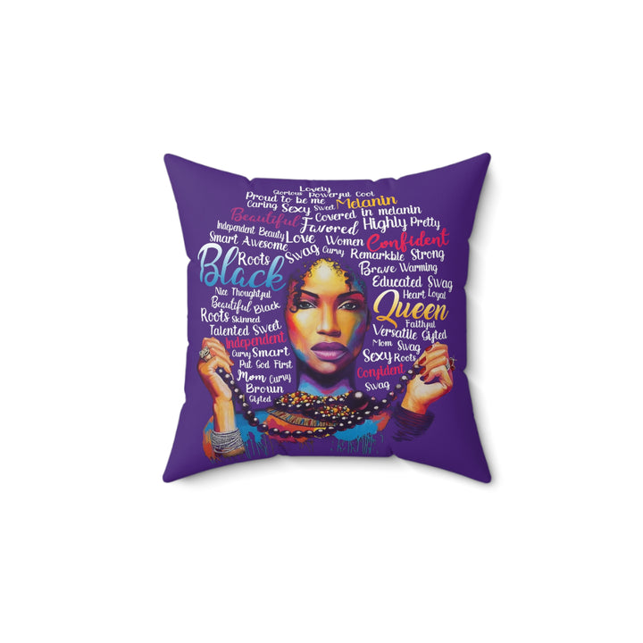 Black Queen Faux Suede Square Pillow - Beguiling Phenix Boutique