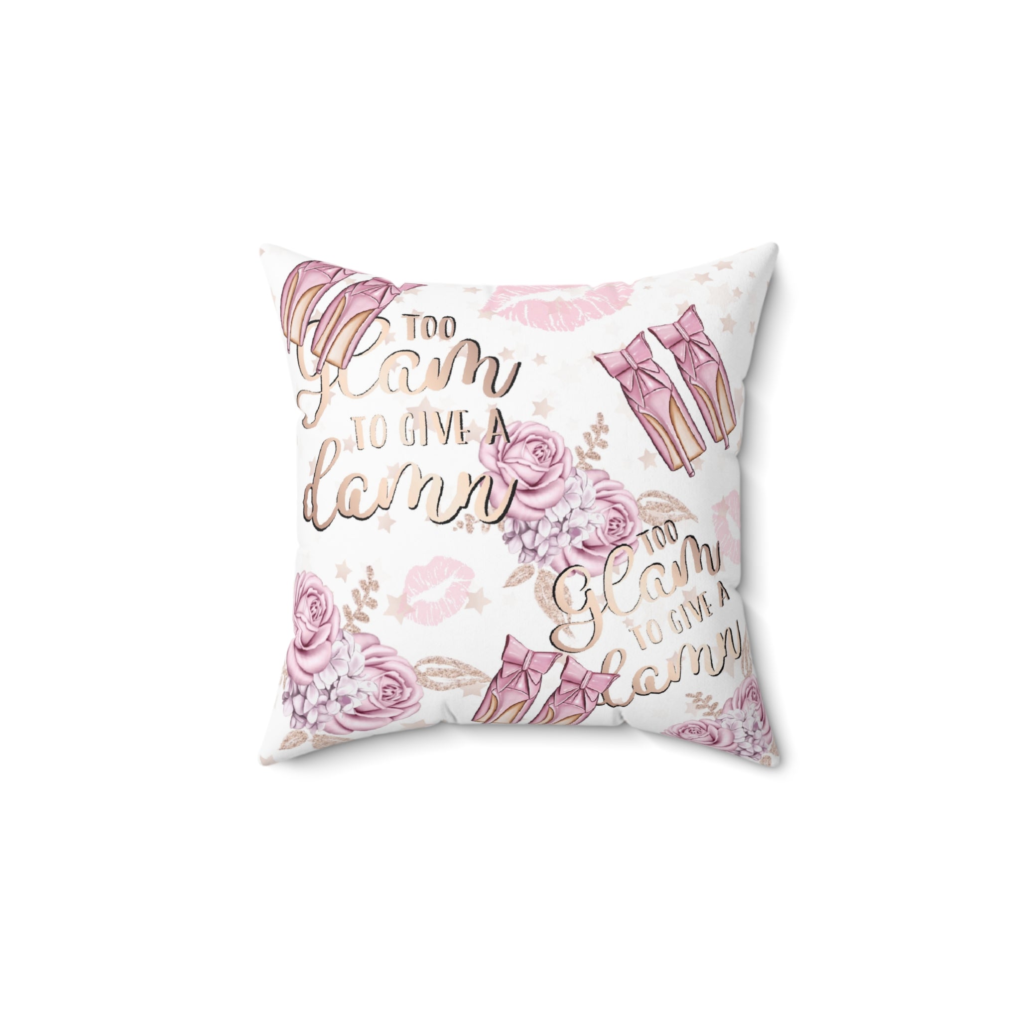 Too Glam To Give A D Faux Suede Throw Pillow