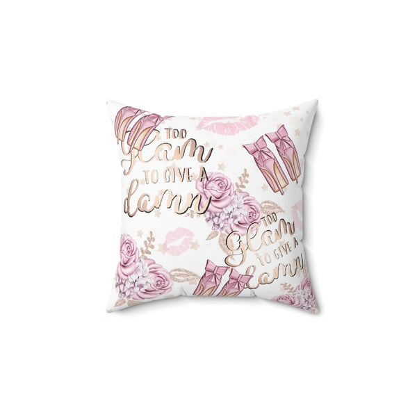 Too Glam To Give A D Faux Suede Throw Pillow - Beguiling Phenix Boutique