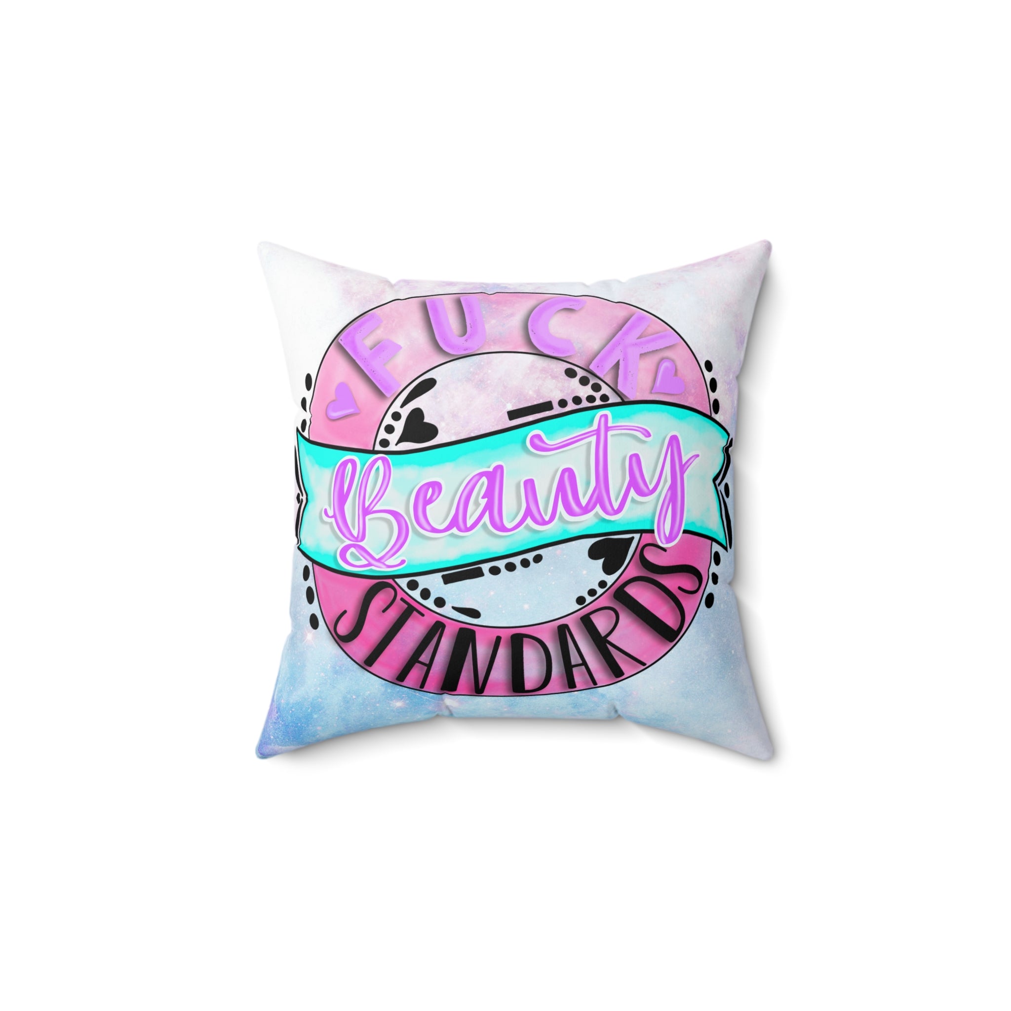F Beauty Standards Faux Suede Square Pillow