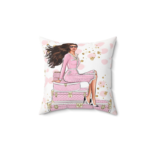 Pretty In Pink Faux Suede Throw Pillow - Beguiling Phenix Boutique