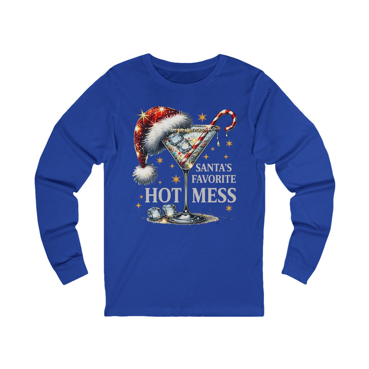 Santa’s Favorite “Hot Mess” Long Sleeve Tee — Festive Holiday Cocktail Shirt - Beguiling Phenix Boutique