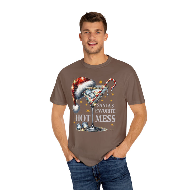 Holiday T-Shirt — "Santa’s Favorite Hot Mess" Christmas Cocktail Tee - Beguiling Phenix Boutique