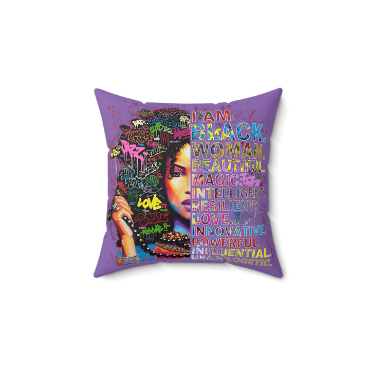 Black Woman Faux Suede Square Pillow - Beguiling Phenix Boutique