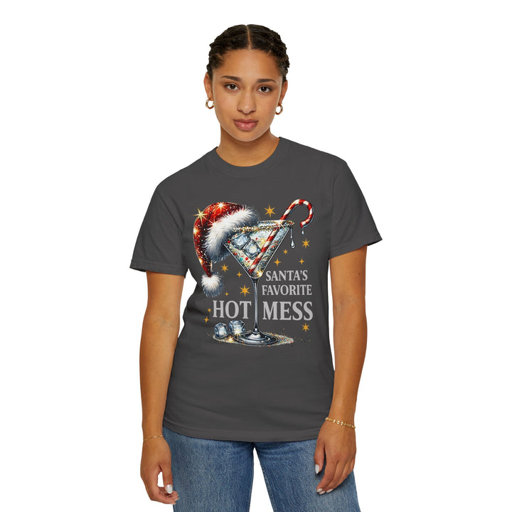 Holiday T-Shirt — "Santa’s Favorite Hot Mess" Christmas Cocktail Tee - Beguiling Phenix Boutique