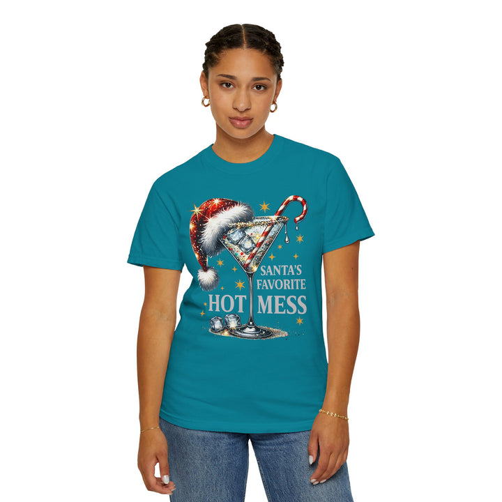 Holiday T-Shirt — "Santa’s Favorite Hot Mess" Christmas Cocktail Tee - Beguiling Phenix Boutique