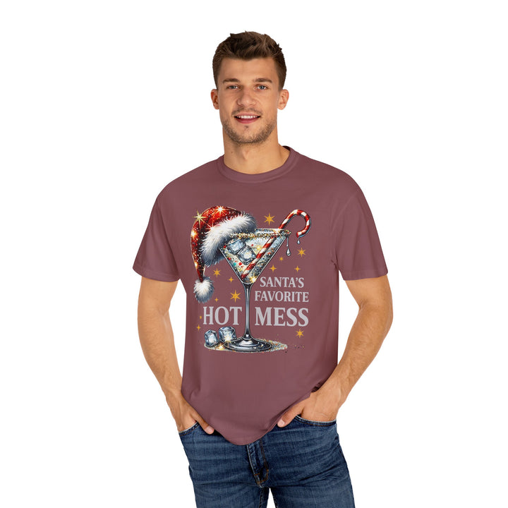 Holiday T-Shirt — "Santa’s Favorite Hot Mess" Christmas Cocktail Tee - Beguiling Phenix Boutique