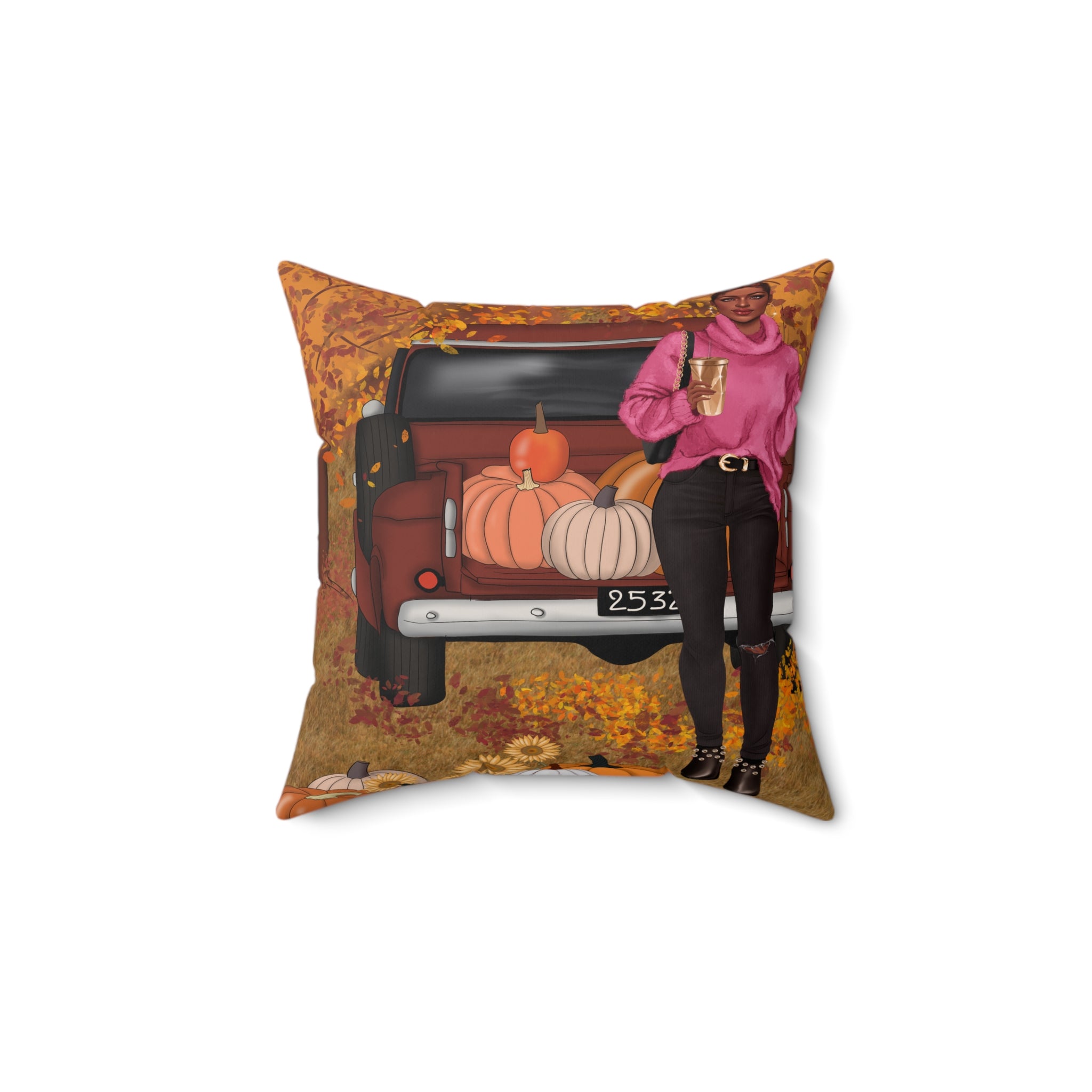 Fall Vibes Faux Suede Throw Pillow