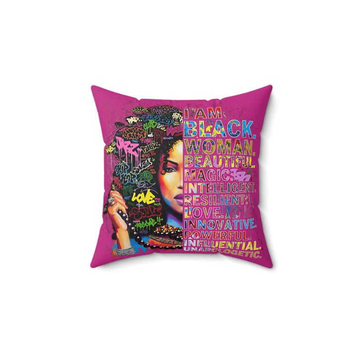 Black Woman Faux Suede Square Pillow - Beguiling Phenix Boutique