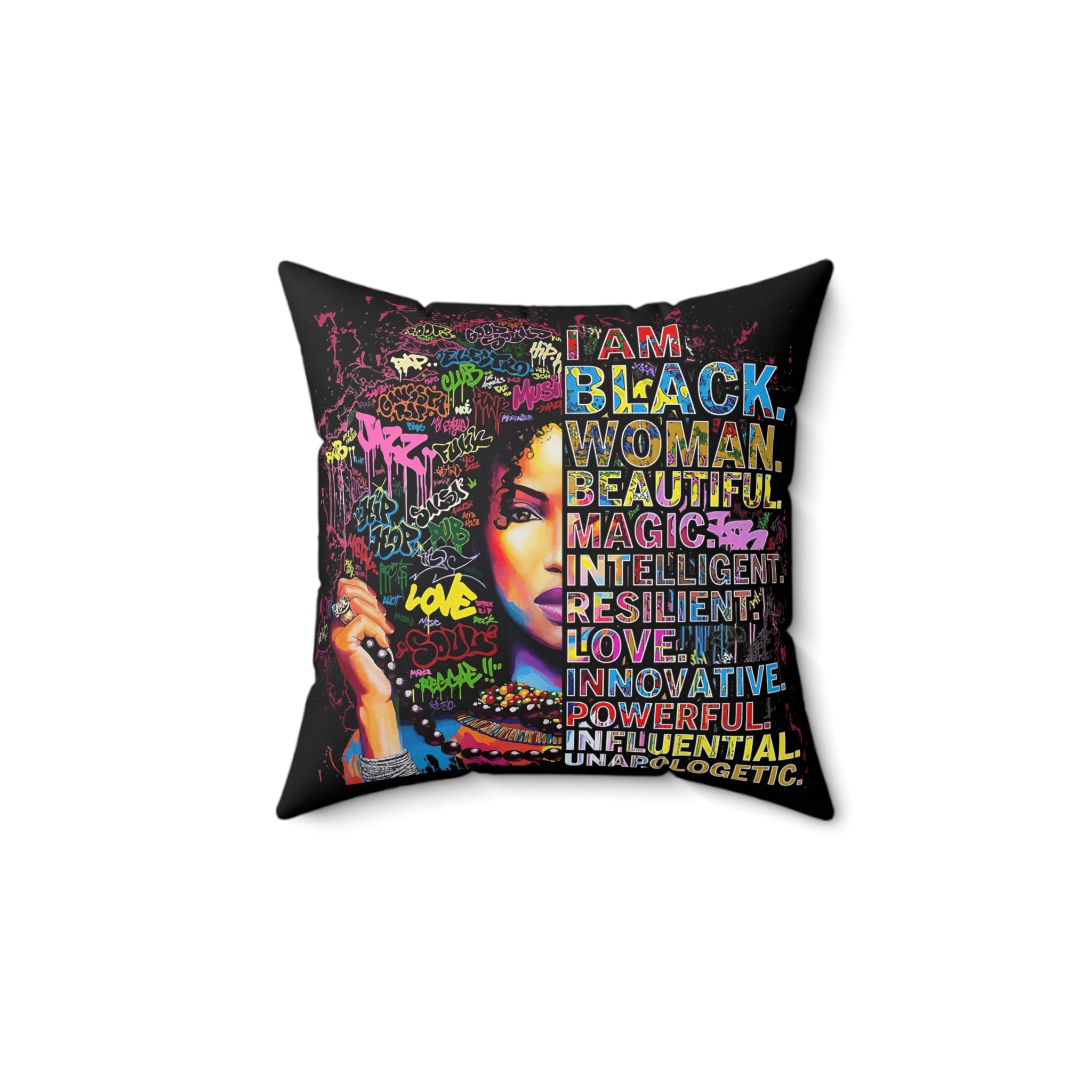 Black Woman Faux Suede Square Pillow