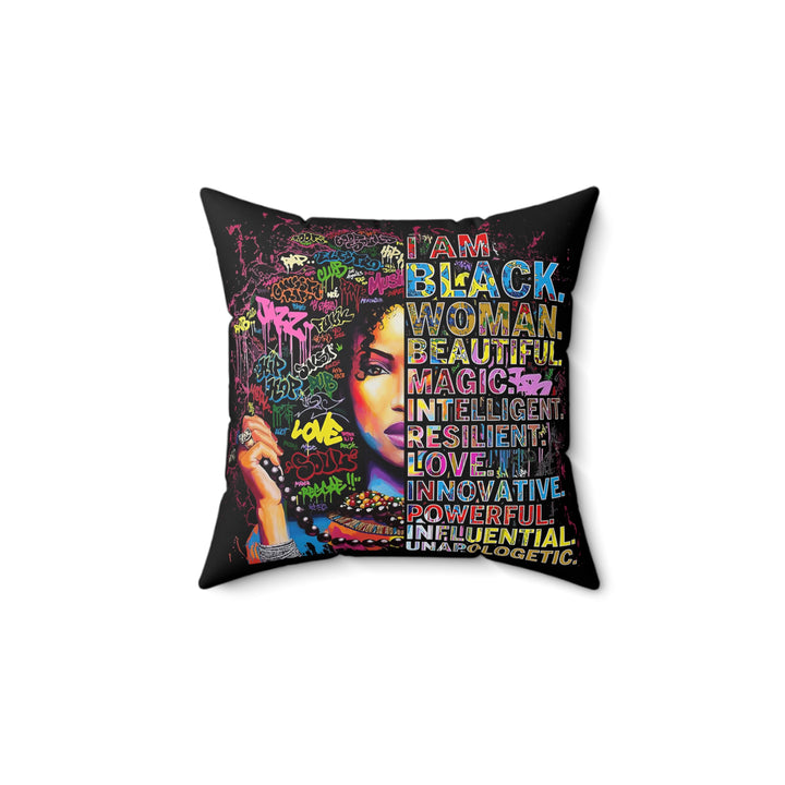 Black Woman Faux Suede Square Pillow - Beguiling Phenix Boutique