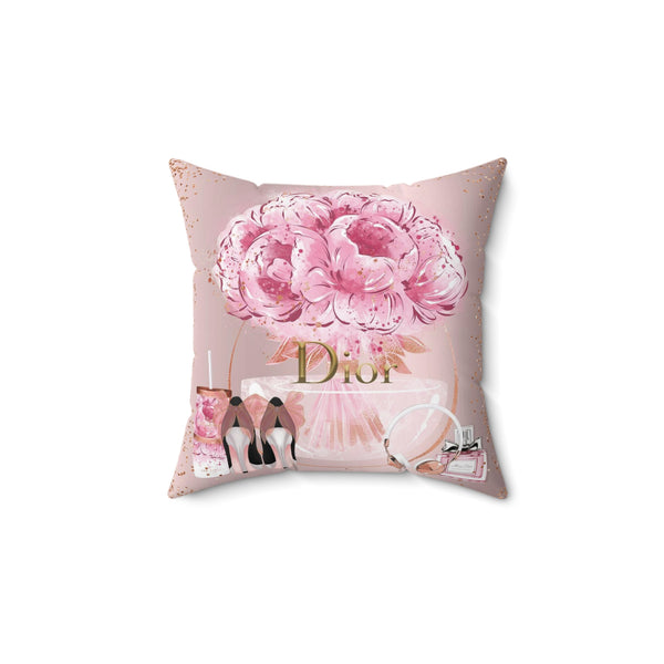 Fashion Flower Faux Suede Throw Pillow