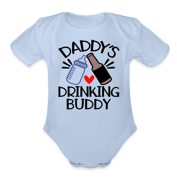 Daddy's Drinking Buddy Organic Baby Bodysuit - sky