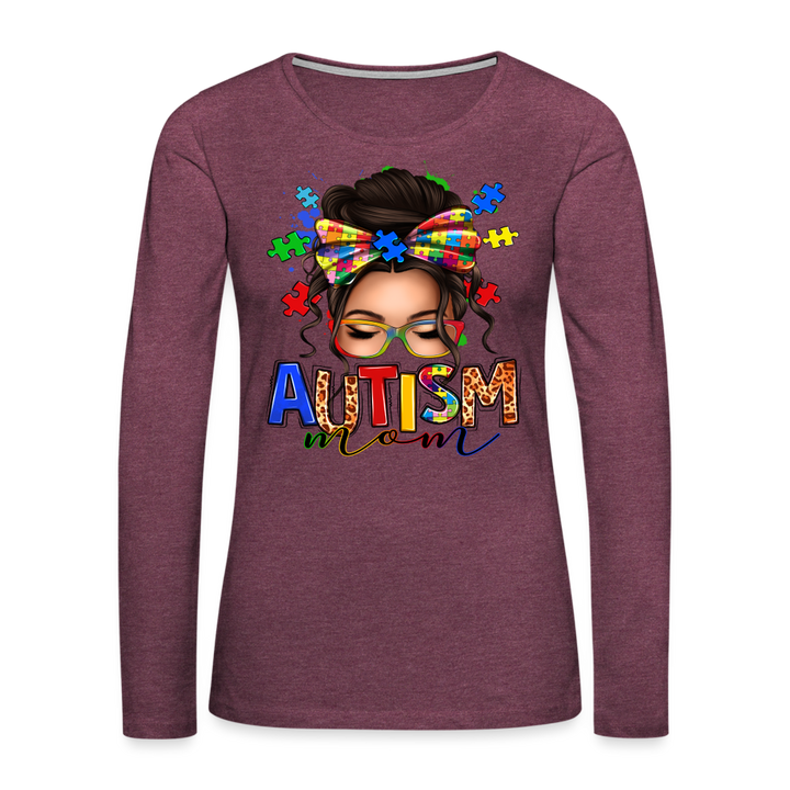 Autism Mom Women's Premium Long Sleeve Shirt - heather burgundy