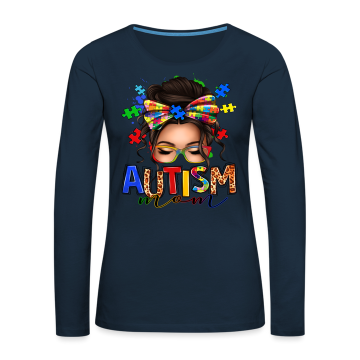 Autism Mom Women's Premium Long Sleeve Shirt - deep navy