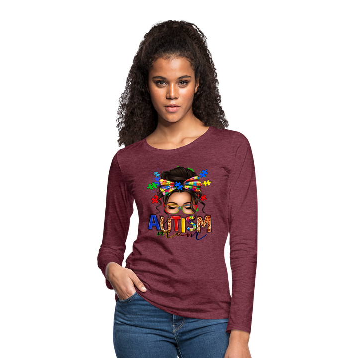 Autism Mom Women's Premium Long Sleeve Shirt - heather burgundy