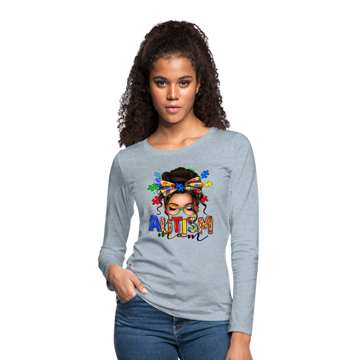 Autism Mom Women's Premium Long Sleeve Shirt - heather ice blue