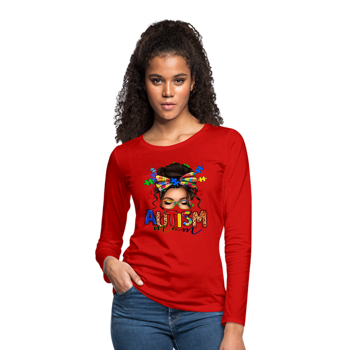 Autism Mom Women's Premium Long Sleeve Shirt - red