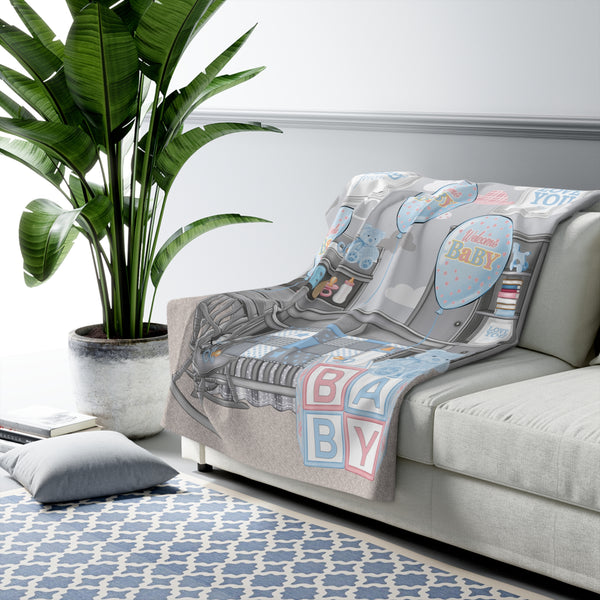 Blue Welcome Baby Fleece Blanket - Beguiling Phenix Boutique