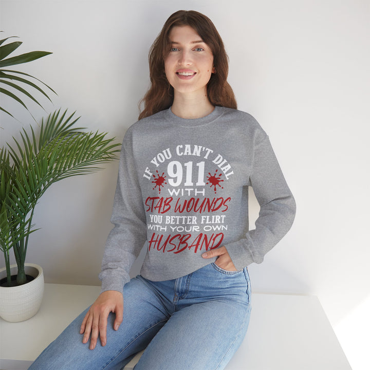 Humorous Crewneck Sweatshirt for Couples - "Flirt with Your Own Husband" - Beguiling Phenix Boutique