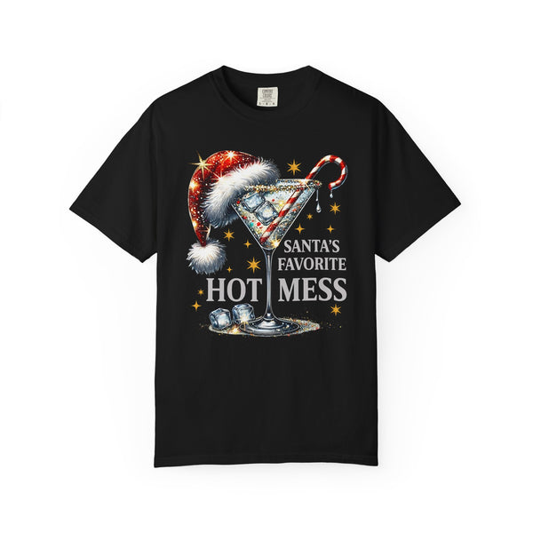 Holiday T-Shirt — "Santa’s Favorite Hot Mess" Christmas Cocktail Tee - Beguiling Phenix Boutique
