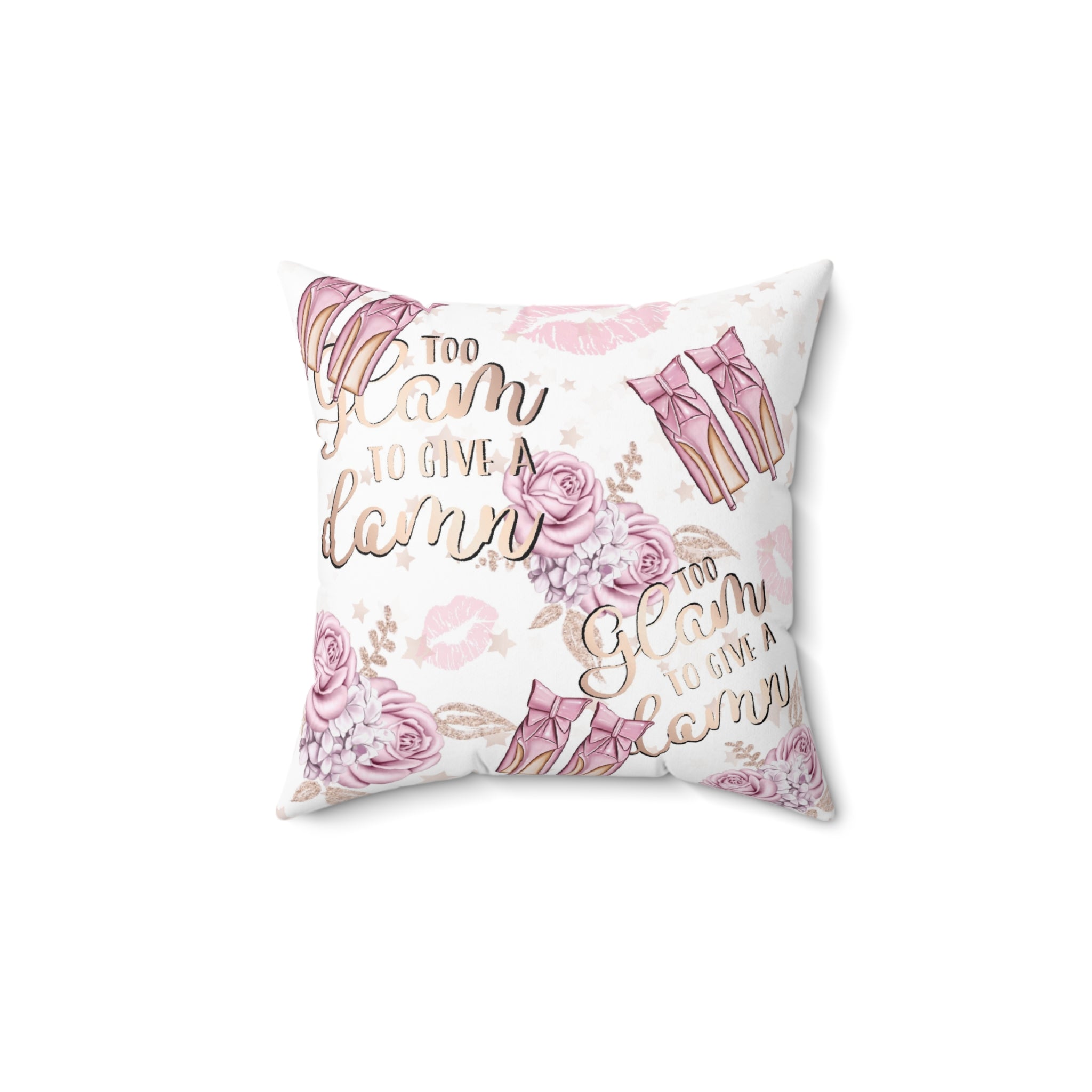 Too Glam To Give A D Faux Suede Throw Pillow