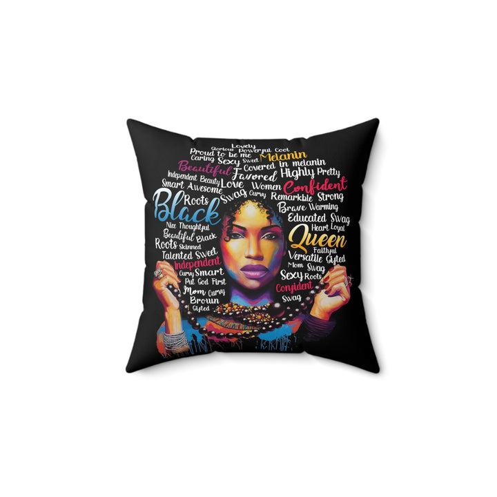 Black Queen Faux Suede Square Pillow - Beguiling Phenix Boutique