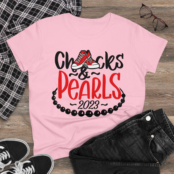 Chucks & Pearls Cotton Tee - Beguiling Phenix Boutique