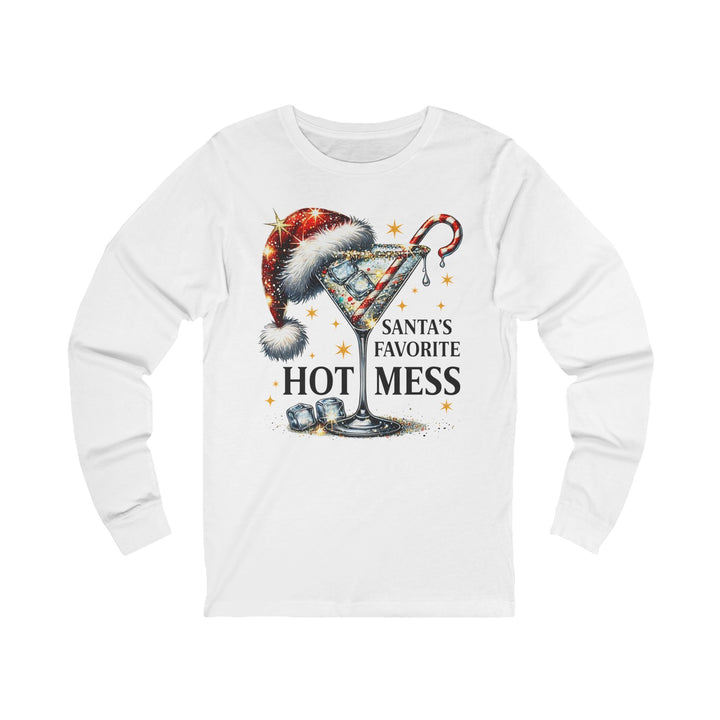Santa’s Favorite “Hot Mess” Long Sleeve Tee — Festive Holiday Cocktail Shirt - Beguiling Phenix Boutique
