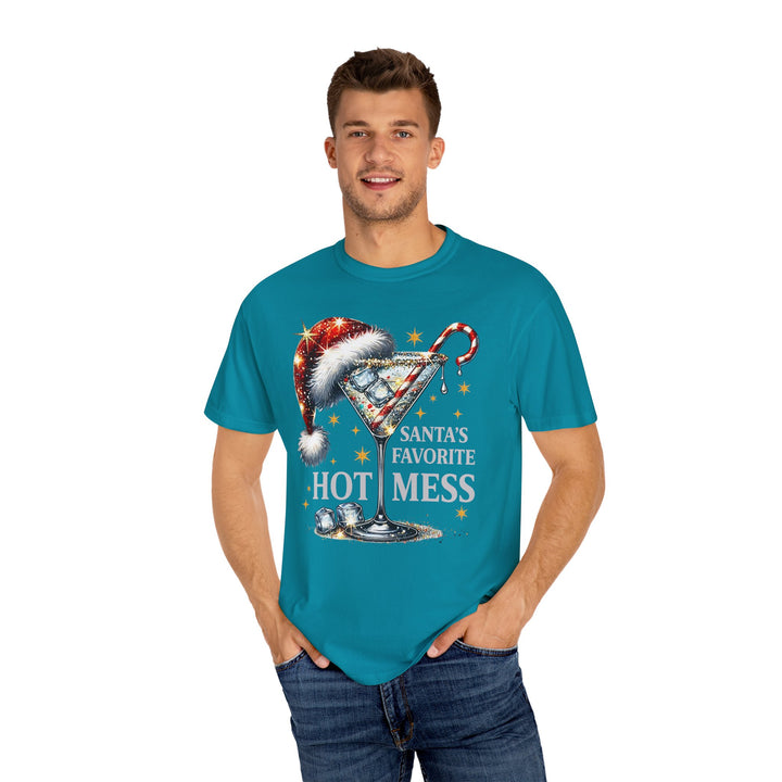 Holiday T-Shirt — "Santa’s Favorite Hot Mess" Christmas Cocktail Tee - Beguiling Phenix Boutique