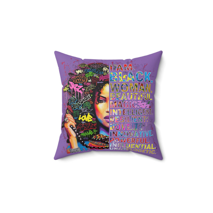 Black Woman Faux Suede Square Pillow - Beguiling Phenix Boutique