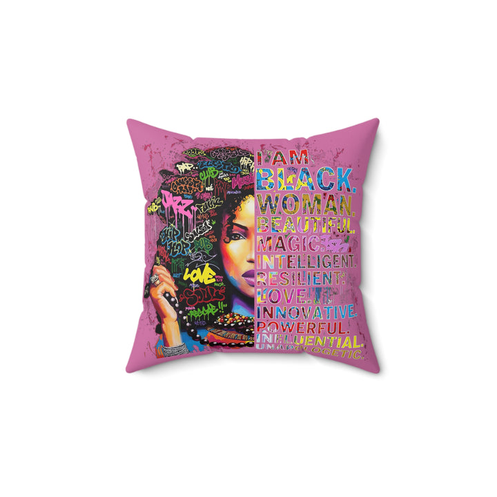 Black Woman Faux Suede Square Pillow - Beguiling Phenix Boutique