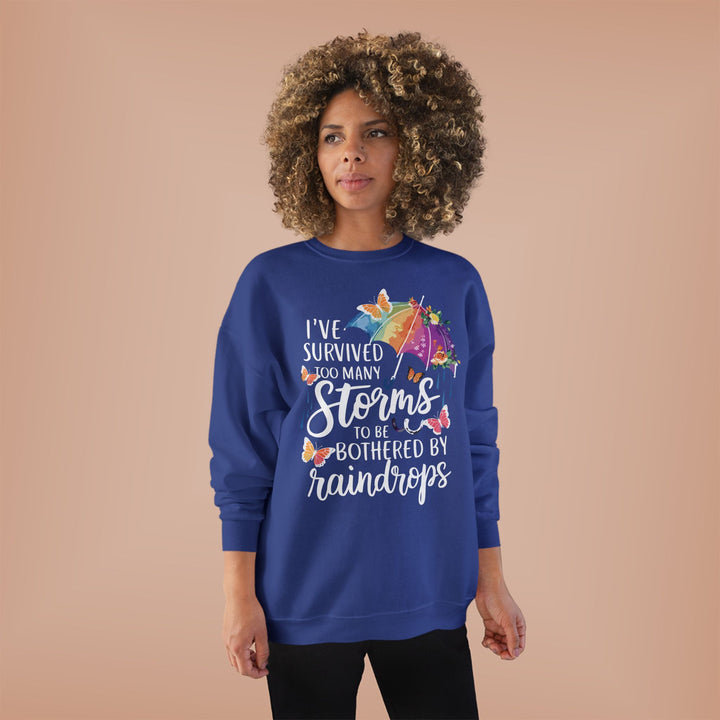 Survived Storms Sweatshirt - Inspirational EcoSmart Crewneck - Beguiling Phenix Boutique
