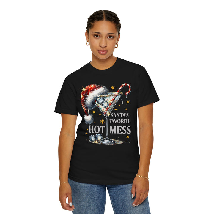 Holiday T-Shirt — "Santa’s Favorite Hot Mess" Christmas Cocktail Tee - Beguiling Phenix Boutique