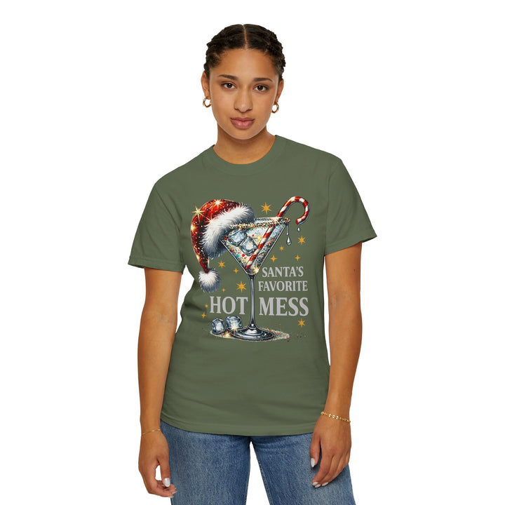 Holiday T-Shirt — "Santa’s Favorite Hot Mess" Christmas Cocktail Tee - Beguiling Phenix Boutique