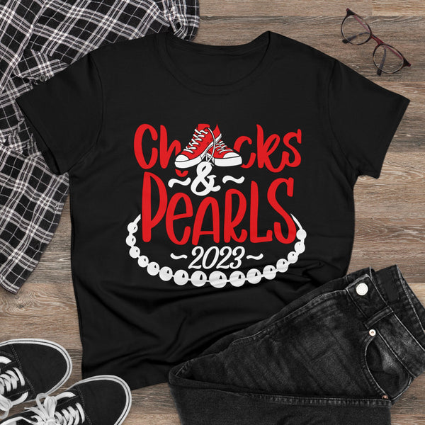 Chucks & Pearls Cotton Tee - Beguiling Phenix Boutique