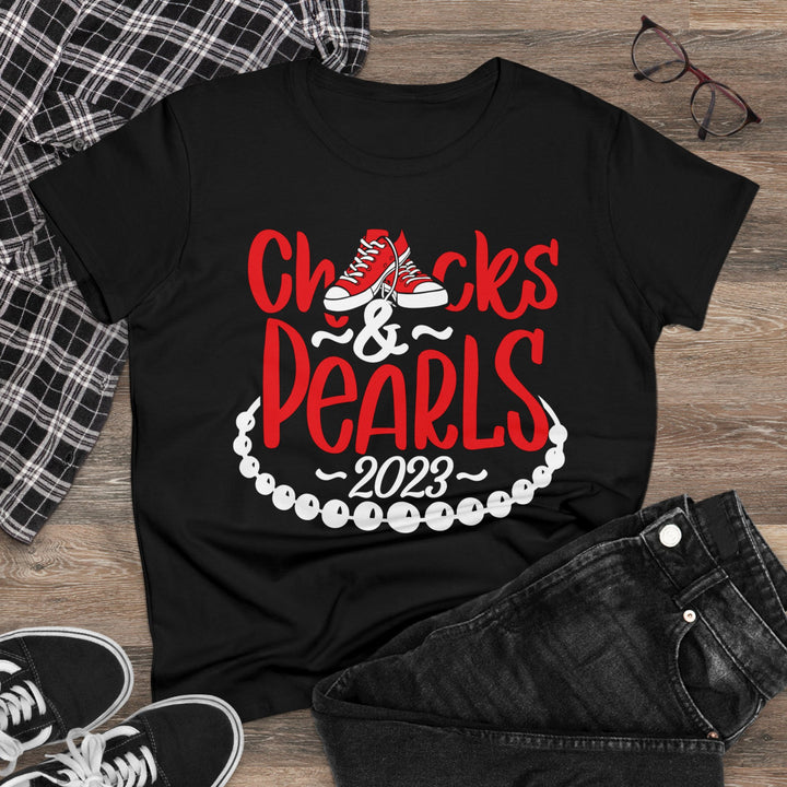 Chucks & Pearls Cotton Tee - Beguiling Phenix Boutique