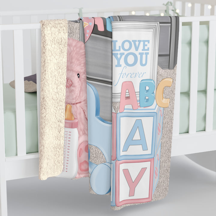 Blue & Pink Welcome Baby Fleece Blanket - Beguiling Phenix Boutique