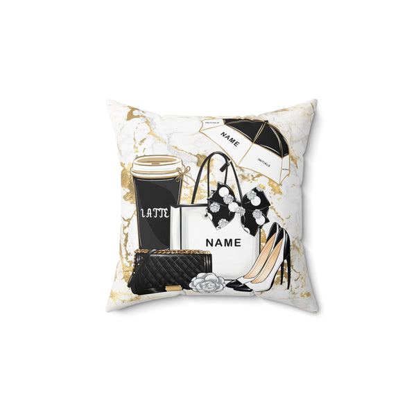 Monogram Faux Suede Throw Pillow - Beguiling Phenix Boutique