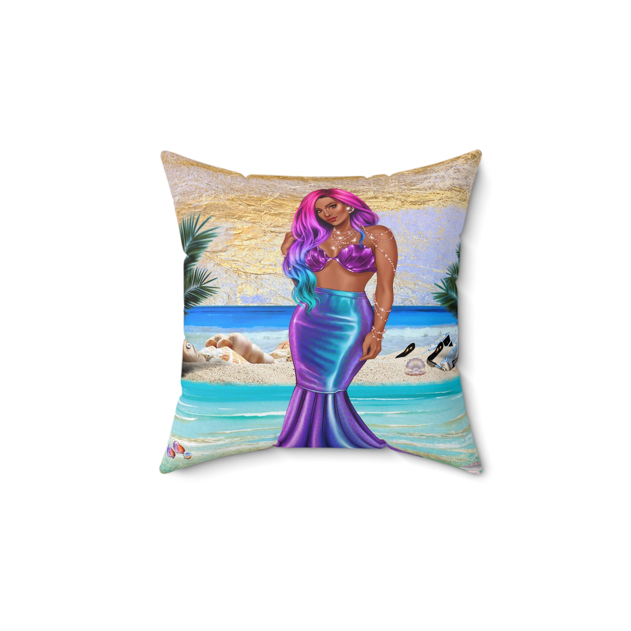 Mermaid Life Faux Suede Throw Pillow