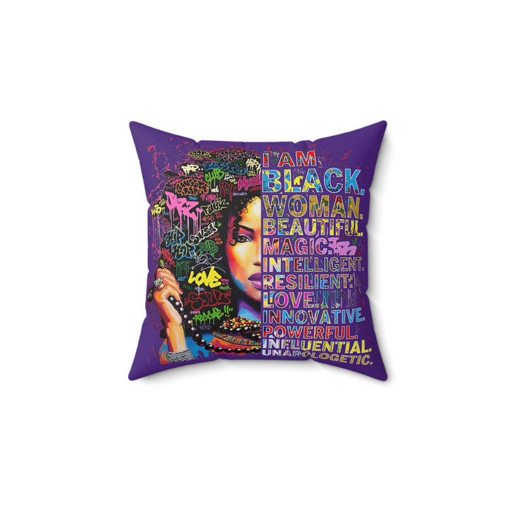 Black Woman Faux Suede Square Pillow - Beguiling Phenix Boutique